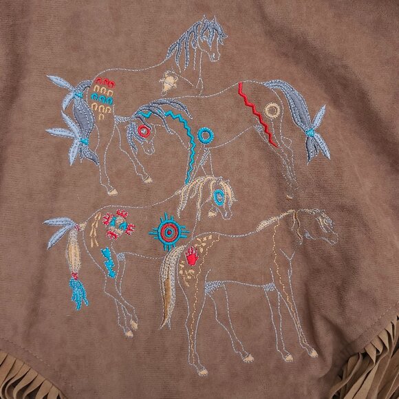 VINTAGE Western Collection Tassel Fringe Jacket Size Medium Embroidered Horses - Picture 4 of 8